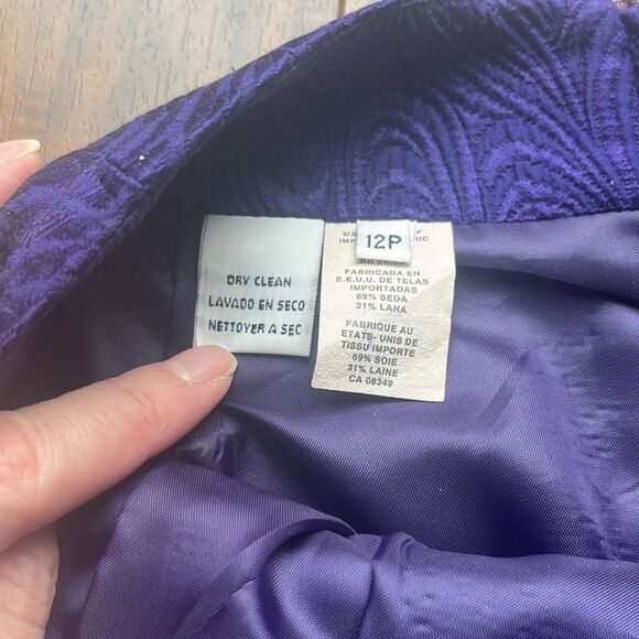 Vintage Christian Dior purple silk and wool blend skirt and blazer set size 12p. - Picture 15 of 15